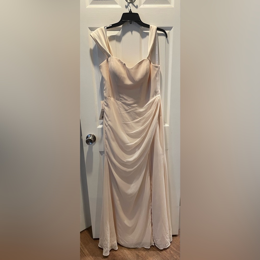 Azazie Blush Chiffon Wedding Dress with Draped Skirt